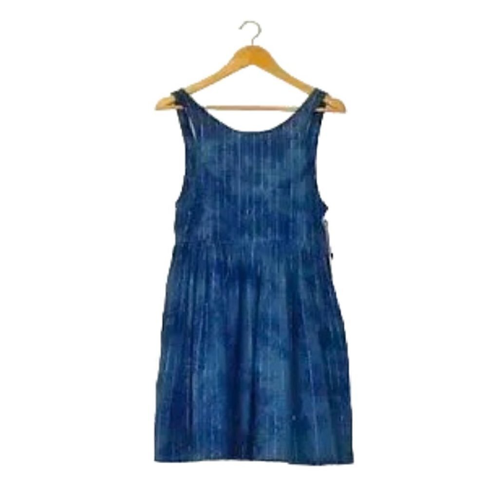 Amuse Society Tie Dye Blue With Silver Metallic Stripes Tank Mini Dress …